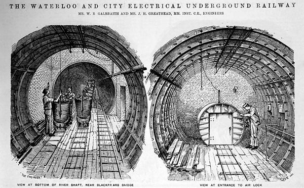 Removal of spoil in tunnelling the Waterloo & City Railway