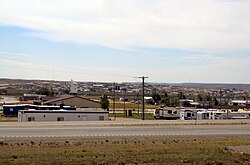 Panorama de Wamsutter, mirando al sur desde la I-80