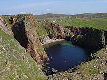 Wester Wick Inlet with Westerwick village in distance. - geograph.org.uk - 102532.jpg