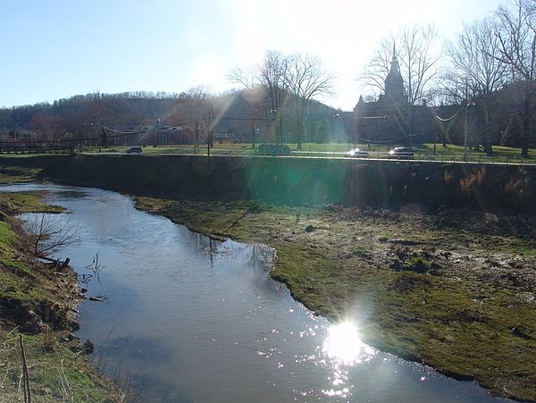 West Fork River - former state hospital in background