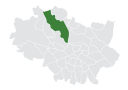 Location of the district within Wrocław