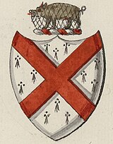 Coat of arms of Osborne Fitzgerald also named Osbern Wyddel Yale family chrest (cropped), arms of Osborn Fitzgerald also named Osbern Wyddel.jpg