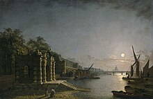 York Water Gate and the Adelphi from the River by Moonlight, circa 1850 York Watergate and Adelphi Buildings, London.jpg