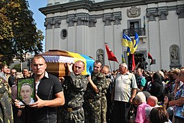 Funérailles d'un soldat loyaliste ukrainien, le 11 septembre 2014.