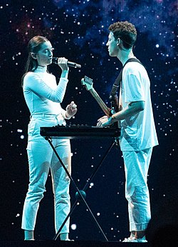 Zala Kralj & Gašper Šantl at the 2019 Eurovision Song Contest Semi-final 1 dress rehearsal (01) - cropped.jpg