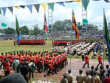 Ceremony marking the 40th anniversary of the Zanzibar Revolution in 2004. Zanzibar, 12 Jan. 2004, celebration of 40 years' Revolution.JPG