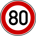 Common 80 km/h speed limit sign