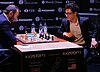 Şəhriyar Məmmədyarov (li.) und Fabiano Caruana, Kandidatenturnier Berlin 2018, 10. Runde.jpg