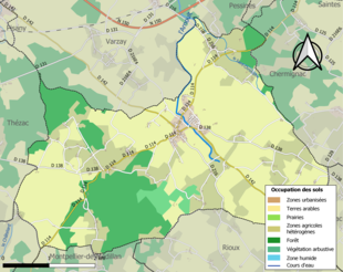 Barevná mapa znázorňující využití půdy.