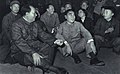 1966年10月1日，国庆典礼后的毛泽东、周恩来与红卫兵代表