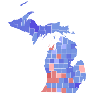 1996 United States Senate election in Michigan results map by county.svg