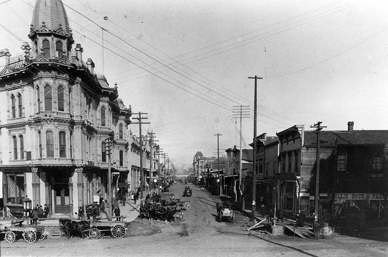 File:1st Ave looking northwest from Yesler Way, ca 1887 (SEATTLE 3040).jpg