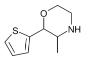2-tiofenyyli-3-metyylimorfoliinirakenne. Png