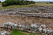 A view of Housesteads Roman Fort along Hadrian's Wall in the United Kingdom.