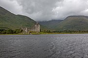 Kilchurn Castle in Scotland, as viewed from a near layby.