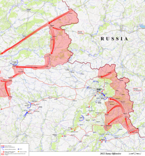 Мапа російського вторгнення з Російської федерації в Сумську область України у лютому-березні 2022 року