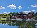 * Nomination Phoenix Hall, the main building in Byōdō-in, Uji, Kyoto Prefecture, Japan. 人人生來平等 12:23, 17 August 2023 (UTC) * Decline  Comment Perspective correction is needed. --Sebring12Hrs 09:45, 25 August 2023 (UTC)  Oppose too strong hdr edit - dark contrast borders on the clouds --Grunpfnul 10:09, 25 August 2023 (UTC)