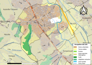 Kolorowa mapa przedstawiająca użytkowanie gruntów.