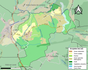 Barevná mapa znázorňující využití půdy.