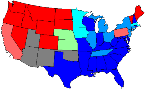 House seats by party holding plurality in state
.mw-parser-output .legend{page-break-inside:avoid;break-inside:avoid-column}.mw-parser-output .legend-color{display:inline-block;min-width:1.25em;height:1.25em;line-height:1.25;margin:1px 0;text-align:center;border:1px solid black;background-color:transparent;color:black}.mw-parser-output .legend-text{}
80+% Democratic
80+% Republican
60+% to 80% Democratic
60+% to 80% Populist
60+% to 80% Republican
Up to 60% Democratic
Up to 60% Republican 52 us house membership.png