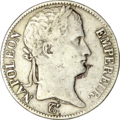 5 franků Napoleon I., laureátská hlava, Říše, 1812, Řím, lícová strana.png