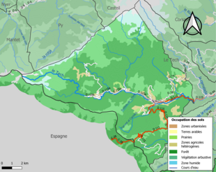 Mapa de colores que muestra el uso de la tierra.