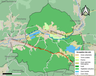 Carte en couleurs présentant l'occupation des sols.