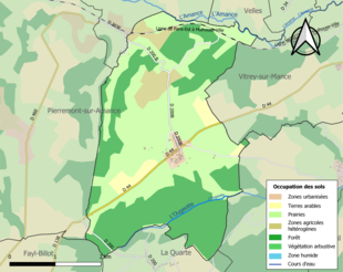 Barevná mapa znázorňující využití půdy.