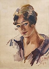 Buste de femme - Aquarelle sur papier, 1918