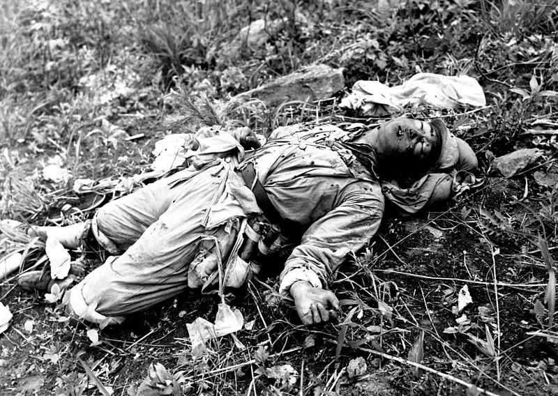 File:A Chinese soldier, killed by Marines of the 1st Marine Division in Korea during attack on Hill 1051, on Kari San Mountain HD-SN-99-03165.jpg
