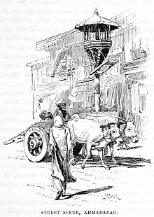 Street scene of Ahmedabad, 1890 Ahmedabad street scene 1890.jpg