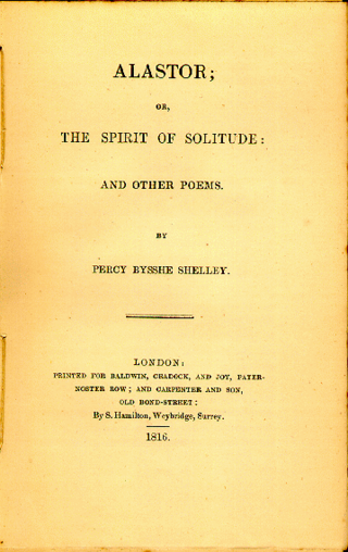 <i>Alastor, or The Spirit of Solitude</i> Poem by Percy Bysshe Shelley