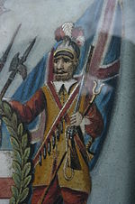 A heraldic supporter: a musketeer of the Honourable Artillery Company, in sand, 19th century An heraldic supporter. A Pikeman of the Honourable Artillery Company, in sand.jpg