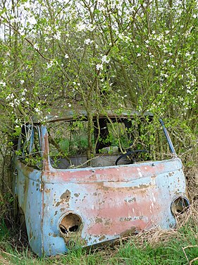 Old car wreck left in nature