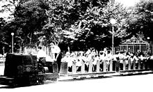 The train carrying a group of children in the 1930s