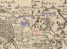 Le site du village en 1706, au fond de son « fossé ».