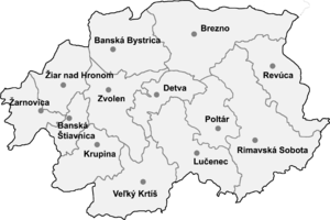 Región de Banska-Bistritsa en el mapa