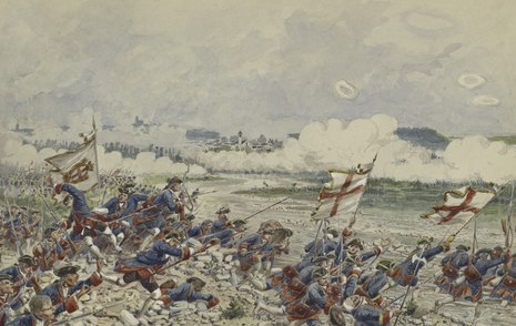 The Genoese charge during the Battle of Bassignano in 1745 Battle of Bassignana 1745.tiff