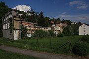 ehemaligen Möbelfabrik "Rhönmöbel", vorher Klein & Stiefel zwischen 1920 und 1979, denkmalgeschützte Fassade