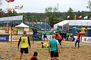 Deutsch: Beachhandball Europameisterschaften 2019 (Beach handball Euro); Tag 5: 6. Juli 2019 – Männer, Platzierungsspiel für die Ränge 5–8, Frankreich-Deutschland 0:2 (18:22, 16:19) English: Beach handball Euro; Day 5: 6 July 2019 – Placement Match/Cross Match for rank 5–8 Men – Frankreich-Deutschland 0:2 (18:22, 16:19)