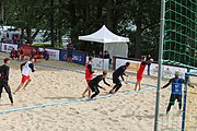 Deutsch: Beachhandball Europameisterschaften 2019 (Beach handball Euro); Tag 3: 4. Juli 2019 – Männer, Hauptrunde Gruppe II, Frankreich-Kroatien 0:2 (16:24, 10:27) English: Beach handball Euro; Day 3: 4 July 2019 – Men Main Round Group II – France-Croatia 0:2 (16:24, 10:27)