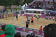 Deutsch: Beachhandball bei den Olympischen Jugendspielen 2018; Tag 5, 10. November 2018; Jungen, Hauptrunde - Thailand-Argentinien 2:1 English: Beach handball at the 2018 Summer Youth Olympics at 11 October 2018 – Boys Main Round – Thailand-Argentina 2:1