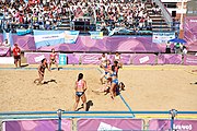 Deutsch: Beachhandball bei den Olympischen Jugendspielen 2018; Tag 3, 9. Oktober 2018; Mädchen, Vorrunde, Gruppe A - Chinese Taipei (Taiwan)-Mauritius 2:0 English: Beach handball at the 2018 Summer Youth Olympics at 9 October 2018 – Girls Preliminary Round Group A‎ – Chinese Taipei-Mauritius 2:0