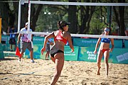 Deutsch: Beachvolleyball bei den Olympischen Jugendspielen 2018; Tag 8, 14. Oktober 2018; Mädchen, Achtelfinale – Bolivien-Puerto Rico 0:2 (18–21/18–21 ) English: Beach volleyball at the 2018 Summer Youth Olympics at 14 October 2018 – Girls Round of 16 – Bolivia-Puerto Rico 0:2 (18–21/18–21 )