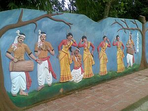 Bihu dancers and drummers from Assam