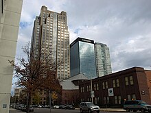 Regions-Harbert Plaza, Regions Center, and Wells Fargo Tower in Birmingham's financial district Birmingham skyscrapers Nov 2011.jpg