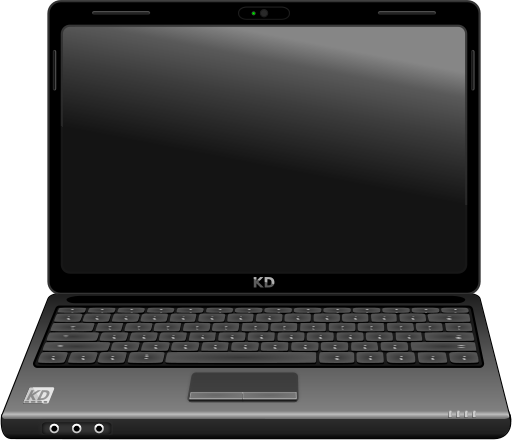 File:Black laptop computer open frontal.svg