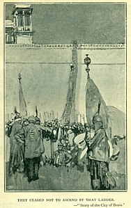 Frank Brangwyn, Historio de la urbo el latuno, 1895–96, akvarelo kaj tempero
