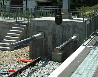 Buffer stop Device to prevent railway vehicles from going past the end of a physical section of track