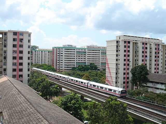 A train on the North South line near Bukit Gombak station in 2006